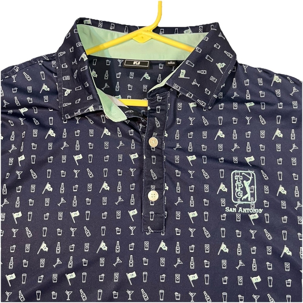 FootJoy Polo Shirt Mens Large Performance Golf Short Sleeve TPC San Antonio EUC